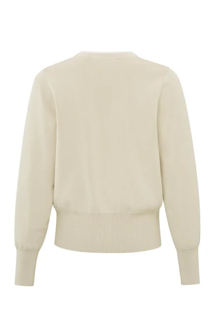 CARDIGAN BEIGE COL V MANCHES LONGUES