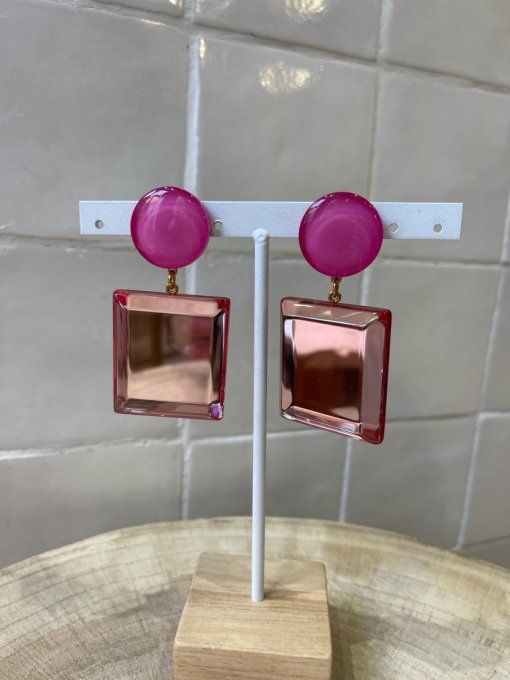 BO CLIP RECTANGLES MIROIRS FUCHSIA - FRANCINE BRAMLI 