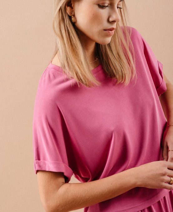 TEE SHIRT COL ROND MAMA - PIVOINE