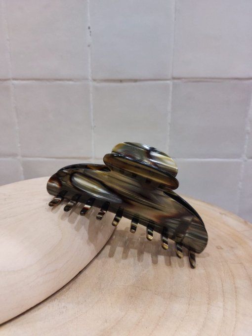 PINCE À CHEVEUX ÉCAILLE STRIÉE VERTE -  FRANCINE BRAMLI