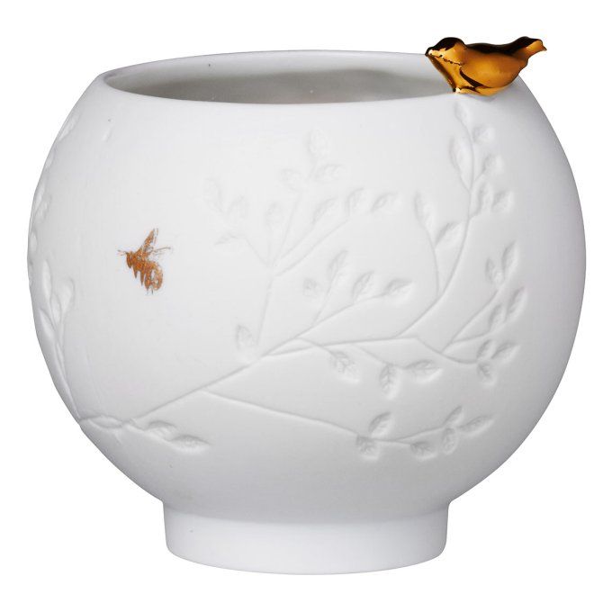 COUPELLE BOL EN PORCELAINE BLANC ET OR