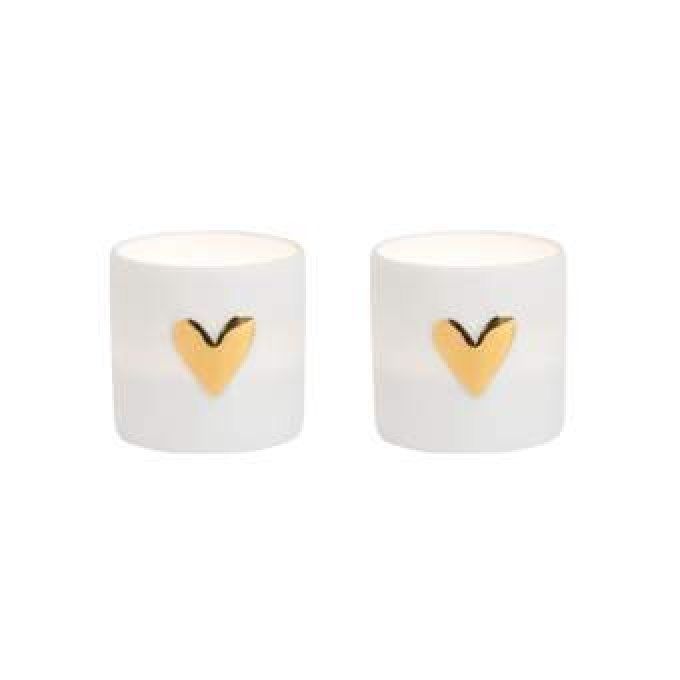 SET DE 2 BOUGEOIRS COEUR OR EN PORCELAINE