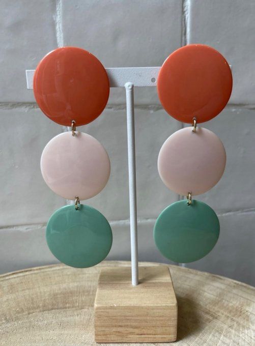 BO CLIP RETRO CORAIL ROSE PALE ET CELADON - FRANCINE BRAMLI