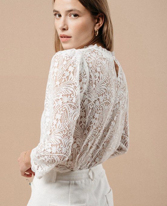 BLOUSE BRODERIE ANGLAISE BLANCHE MAGNOLIA