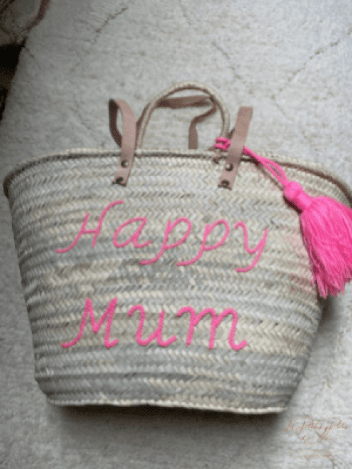 PANIER "HAPPY MUM" ROSE FLUO