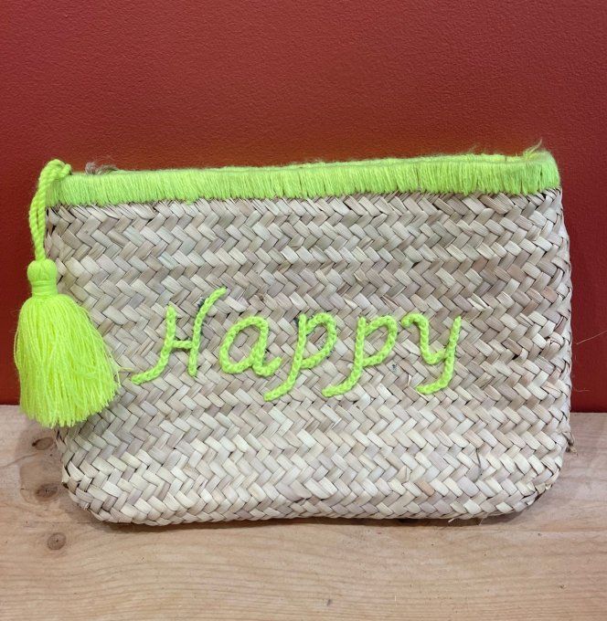 POCHETTE "HAPPY" JAUNE FLUO