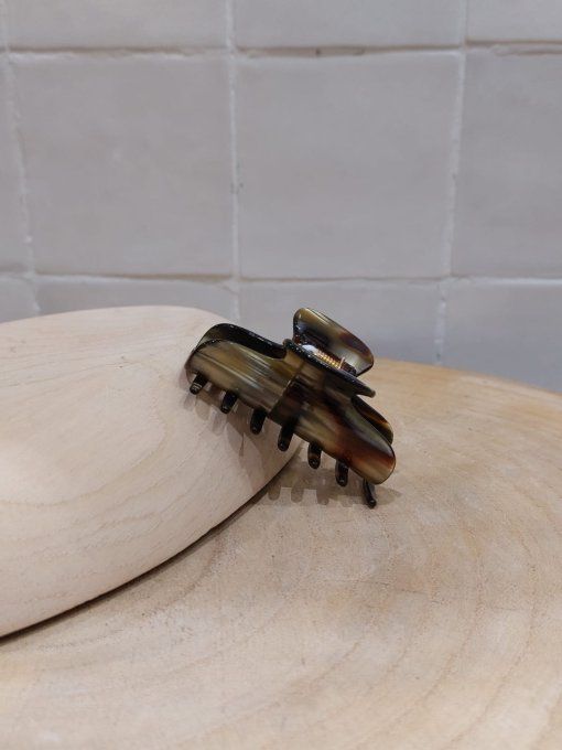 PINCE À CHEVEUX ÉCAILLE STRIÉE VERTE - FRANCINE BRAMLI