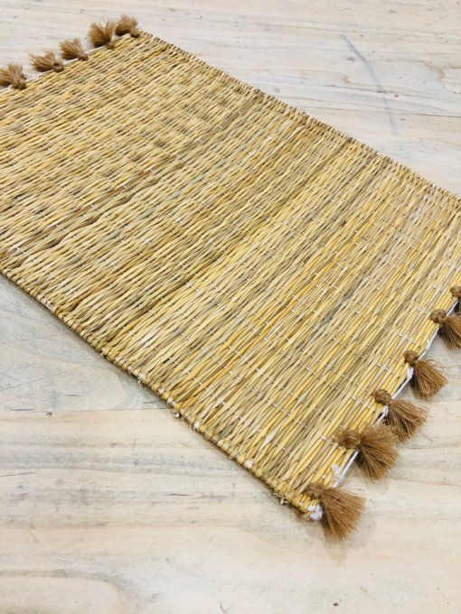 SET DE TABLE PAILLE POMPONS CAMEL