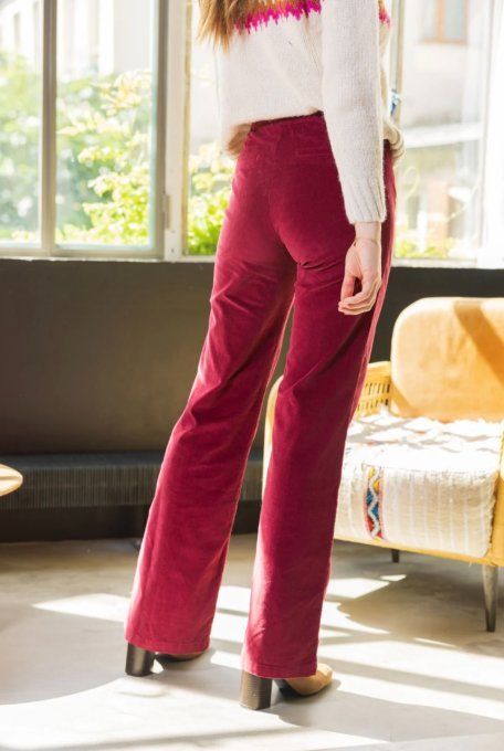 PANTALON PAULA VELOURS BOIS DE ROSE