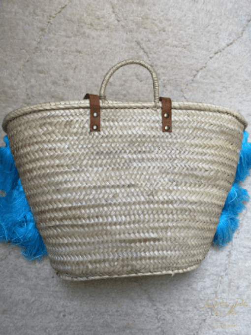 PANIER MULTI POMPONS BLEU