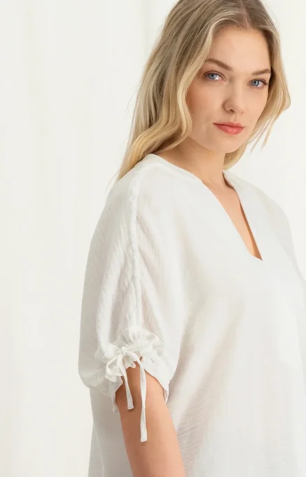 BLOUSE BLANCHE COL V