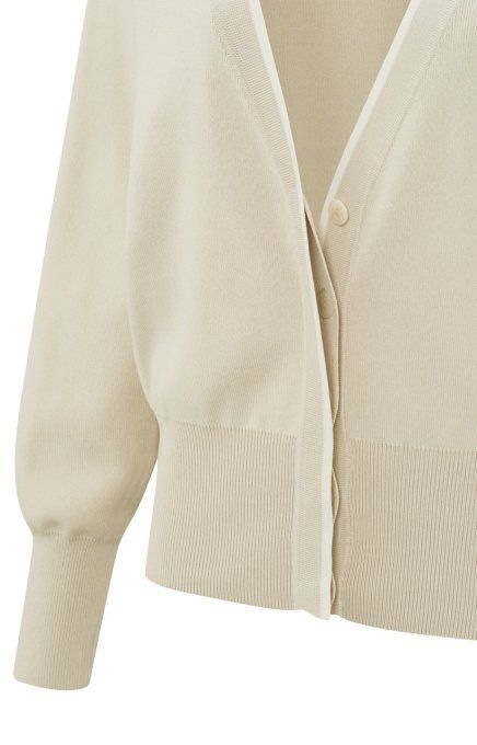 CARDIGAN BEIGE COL V MANCHES LONGUES