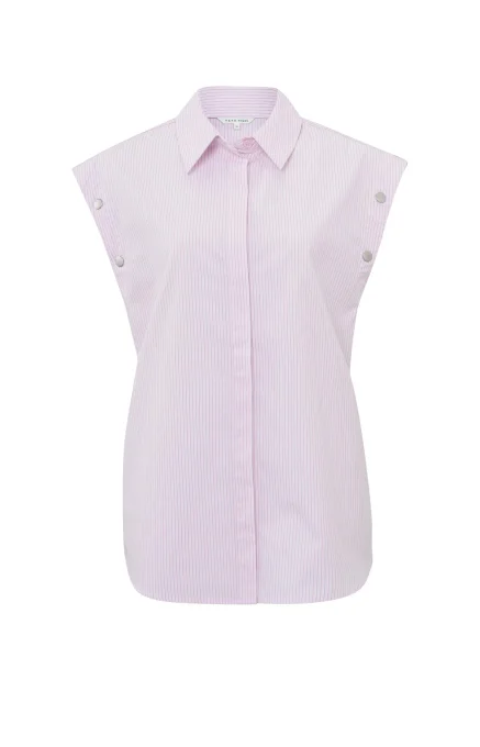 CHEMISE RAYÉE ROSE À DÉTAILS MANCHES