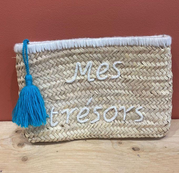 POCHETTE "MES TRÉSORS" BLEUE ET BLANCHE