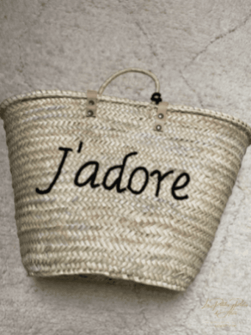 PANIER "J'ADORE" POMPOM NOIR