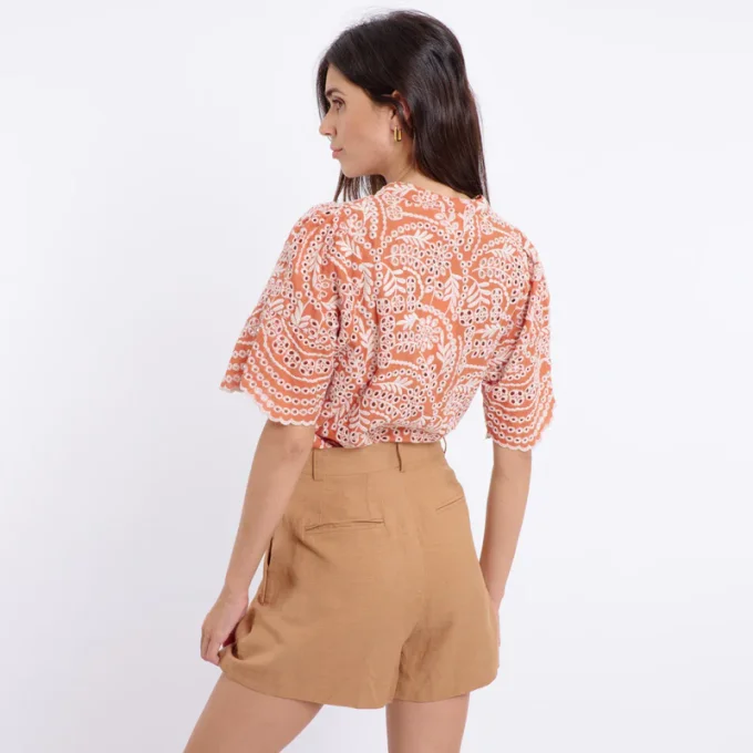 BLOUSE BRODÉE TERRACOTTA CATARINA