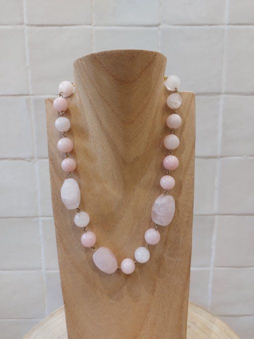 COLLIER À BOULES ROSE - FRANCINE BRAMLI 