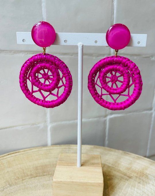 BO BOHEME CLIP ROSE FUSCHIA RAPHIA - FRANCINE BRAMLI 
