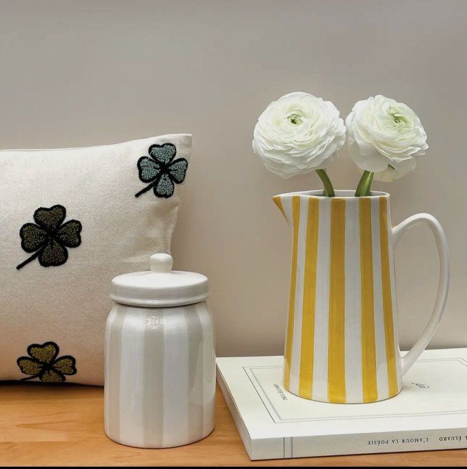 VASE PICHET À RAYURE JAUNE 