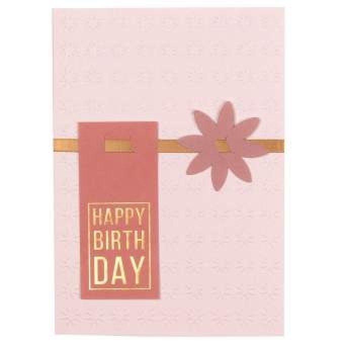 CARTE " HAPPY BIRTHDAY " FLEUR ROSE