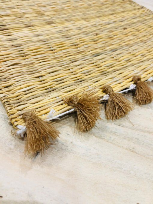 SET DE TABLE PAILLE POMPONS CAMEL