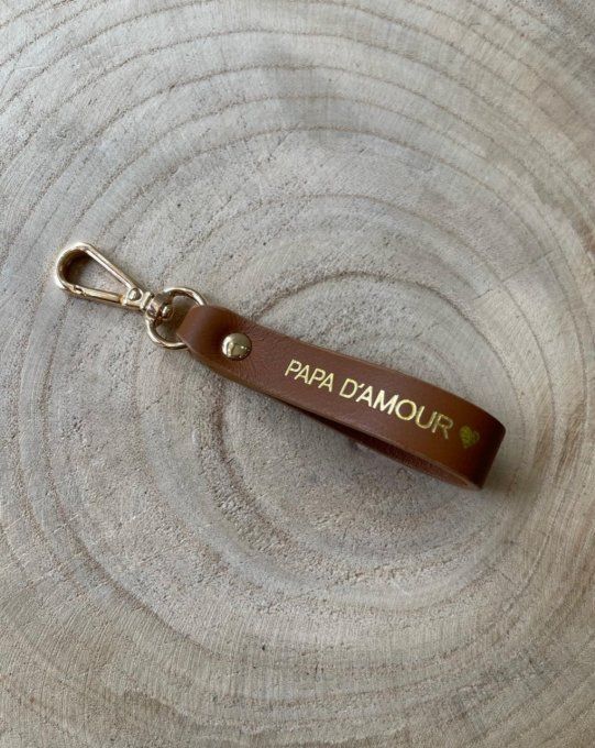 PORTE-CLÉS CUIR « PAPA D’AMOUR » MARRON
