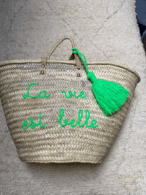 PANIER "LA VIE EST BELLE" VERT 