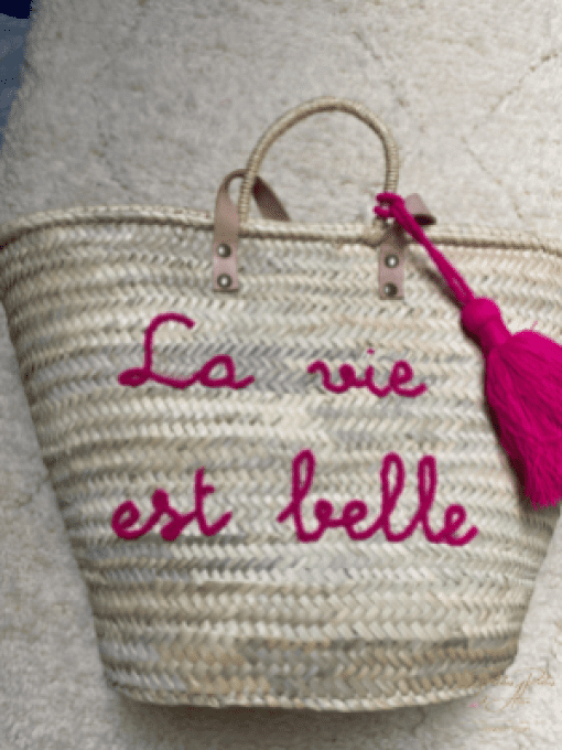 PANIER "LA VIE EST BELLE" FUSHIA 