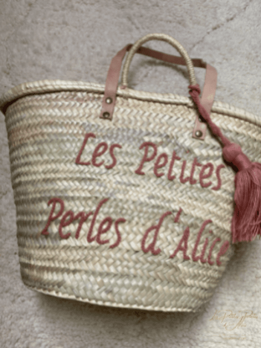 PANIER "LES PETITES PERLES D'ALICE" VIEUX ROSE