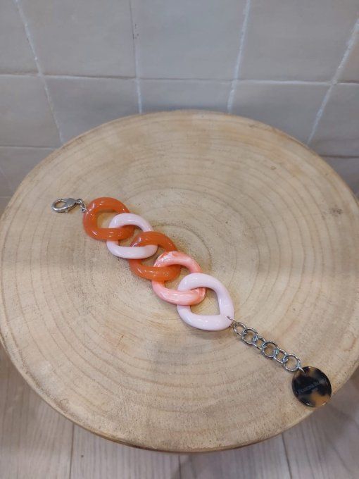 BRACELET MAILLONS ORANGE ROSE - FRANCINE BRAMLI