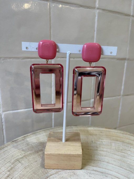 BO CLIP RECLANGLES ROSES MIROIRS - FRANCINE BRAMLI 