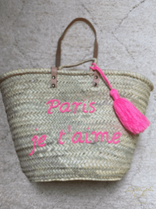 PANIER "PARIS JE T'AIME" ROSE FLUO