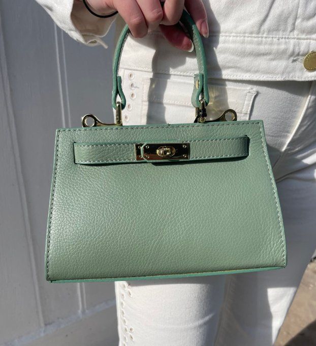 SAC PETIT FORMAT CUIR GRAINÉ VERT AMANDE 