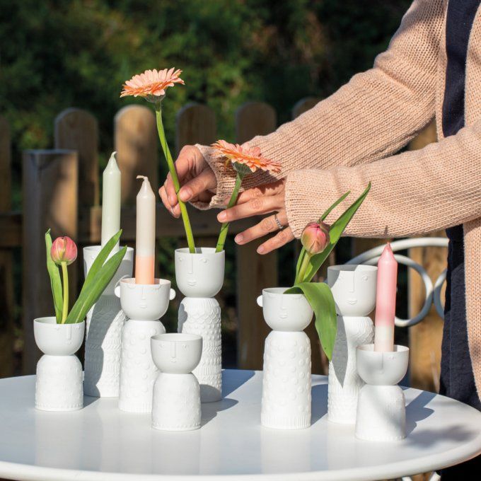 VASE / BOUGEOIR VISAGE MINI EN PORCELAINE STELLA