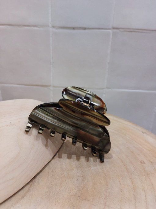 PINCE À CHEVEUX ÉCAILLE STRIÉE VERTE - FRANCINE BRAMLI