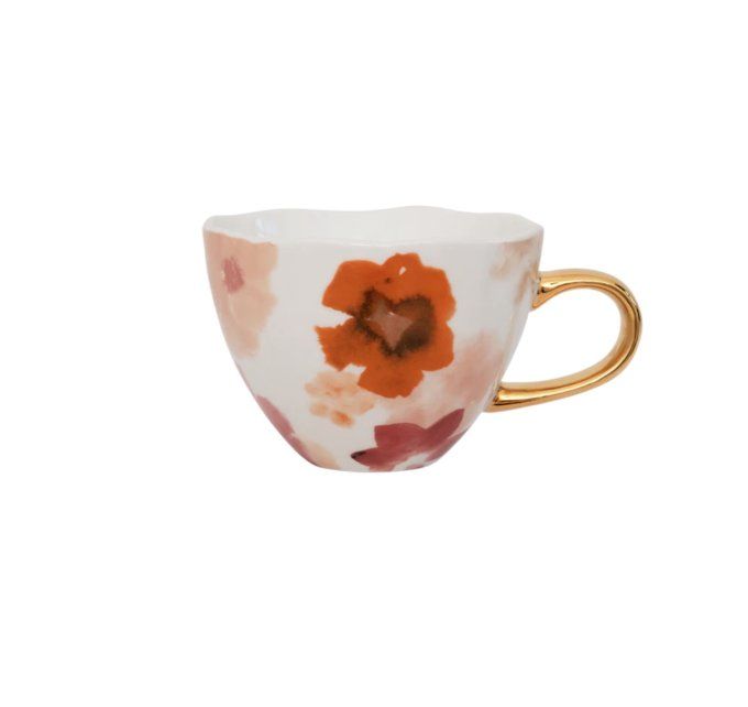 MORGING TASSE FORMAT THÉ FLEURS ORANGÉES TERRACOTTA NUDE - FLEUR HAPPINESS PINK