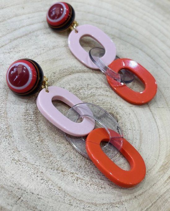 BO CLIP MESSY POP ORANGE, ROSE ET TRANSLUCIDE - FRANCINE BRAMLI