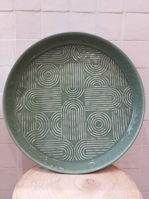 PLATEAU MOLITOR MÉTAL ÉMAILLÉ ALMOND - GRAND MODÈLE XL 