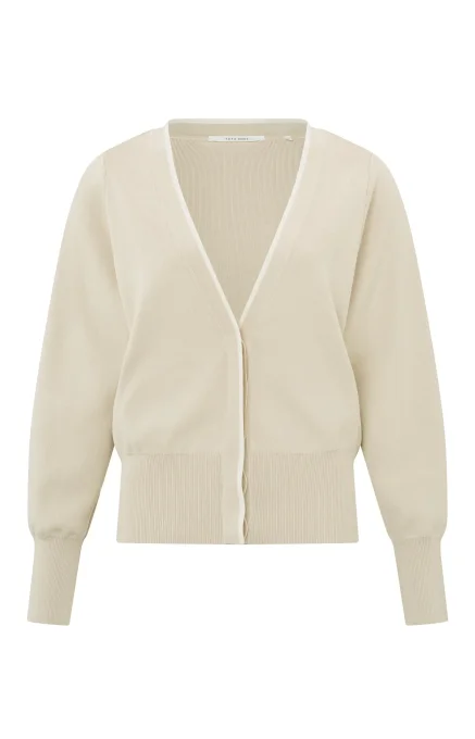 CARDIGAN BEIGE COL V MANCHES LONGUES