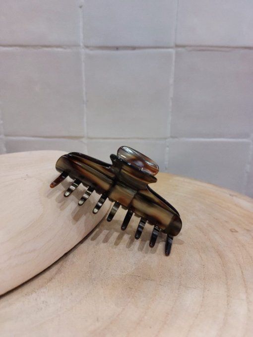 PINCE À CHEVEUX ÉCAILLE STRIÉE VERTE - FRANCINE BRAMLI