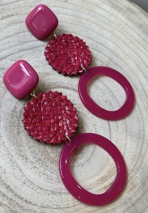 BO PERCÉES LONGUES RAPHIA ET ACÉTATES FUSCHIA - FRANCINE BRAMLI