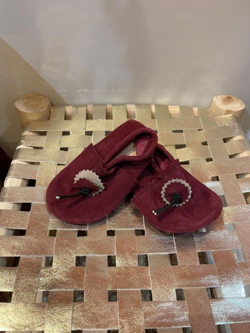 CHAUSSONS BABOUCHES CUIR BORDEAUX