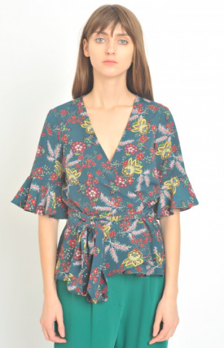 BLOUSE CALQUETTE FLEUR D'ÉMERAUDE