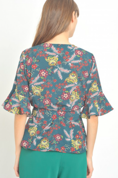 BLOUSE CALQUETTE FLEUR D'ÉMERAUDE