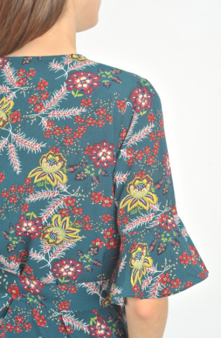 BLOUSE CALQUETTE FLEUR D'ÉMERAUDE