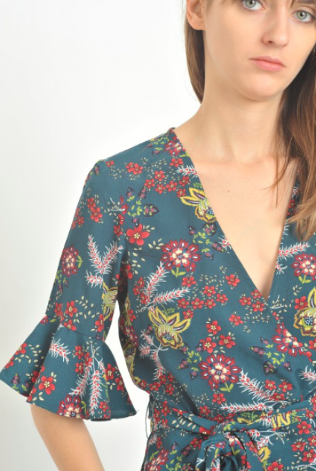 BLOUSE CALQUETTE FLEUR D'ÉMERAUDE