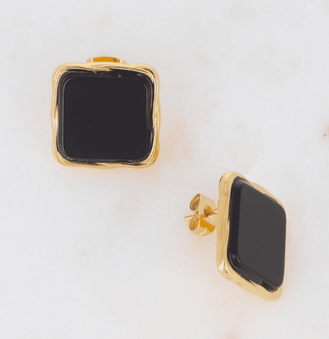 BOUCLES D'OREILLES BRENDA PIERRE ONYX