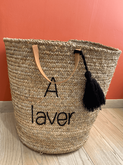 PANIER À LAVER BLACK ANSES CUIR