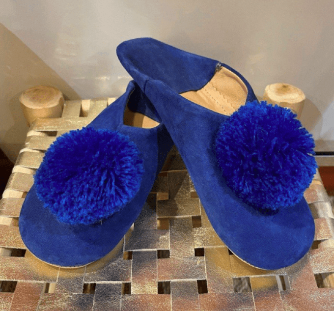 CHAUSSONS BABOUCHES BLEU ROI