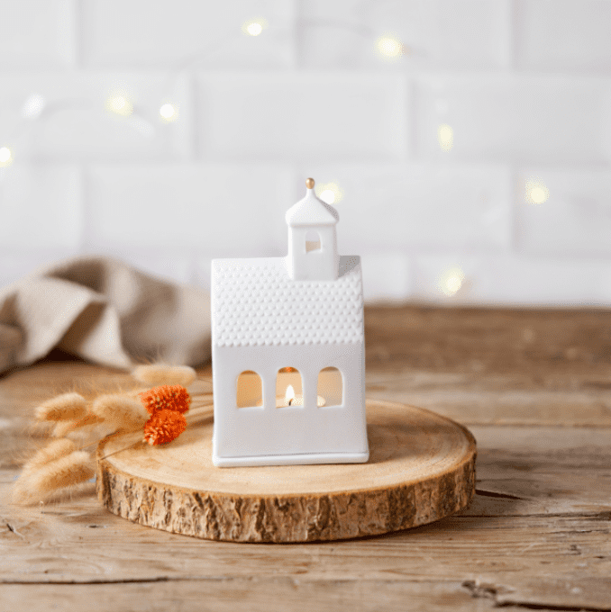 PETITE CHAPELLE PHOTOPHORE EN PORCELAINE